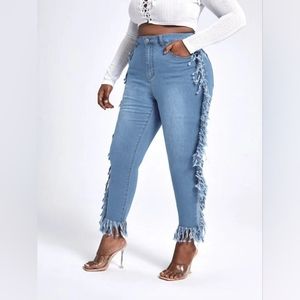 New Plus Size Fringe Jeans